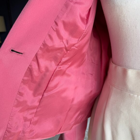 100% Silk Pink Blazer With Pearly Bling Buttons - Picture 7 of 12